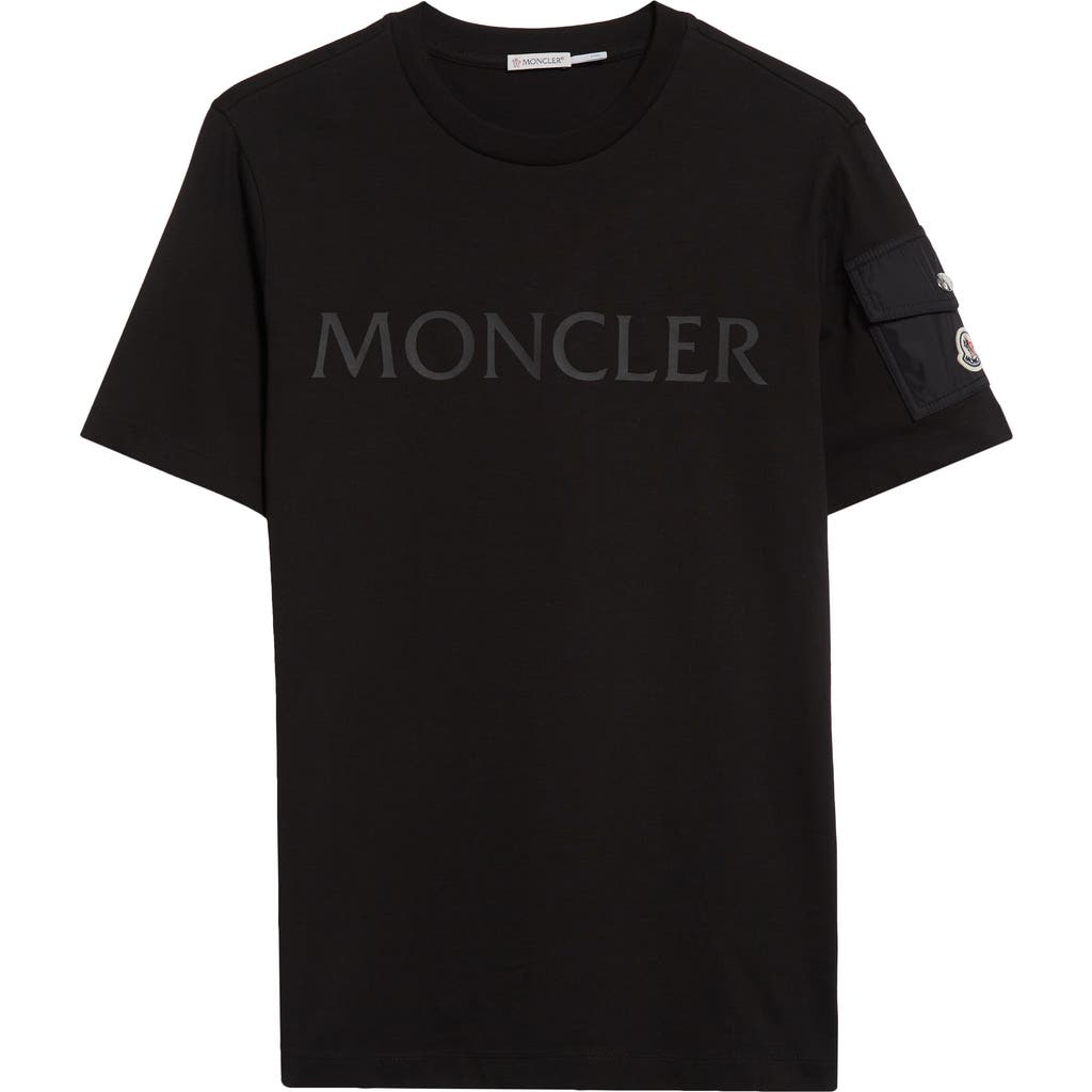 Moncler Logo Patch Cotton Sweatshirt In Black