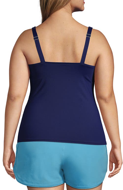 Shop Lands' End Plus Size Mastectomy Chlorine Resistant Square Neck Tankini Swimsuit Top In Deep Sea Navy