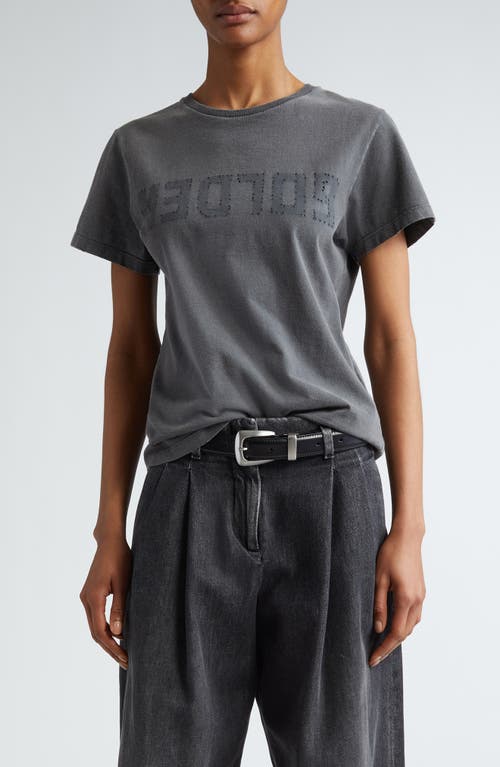 Golden Goose Distressed Cotton Logo Tee Anthracite at Nordstrom,