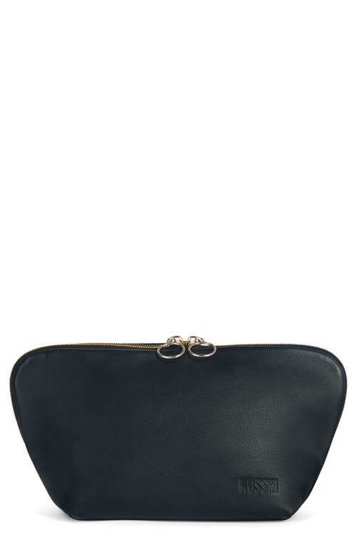 Signature Leather Makeup Bag in Black Leather/Red