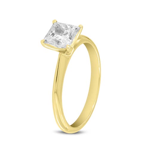 LUVMYJEWELRY LUVMYJEWELRY GALINA 14K YELLOW GOLD PRINCESS CUT LAB GROWN DIAMOND ENGAGEMENT RING 