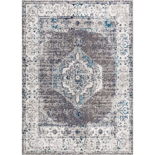 Jonathan Y Ankara Vintage Medallion Area Rug In Gray/ivory