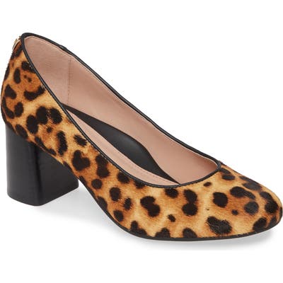 Taryn Rose Ricki Block Heel Genuine Calf Hair Pump- Beige