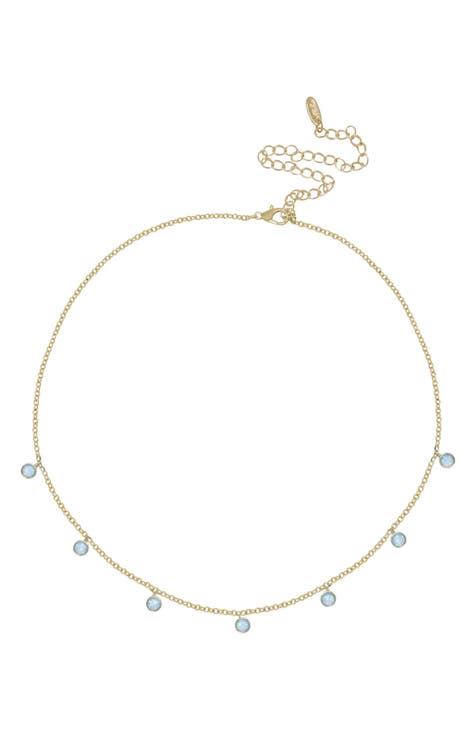 Blue Opal Disc Station Necklace