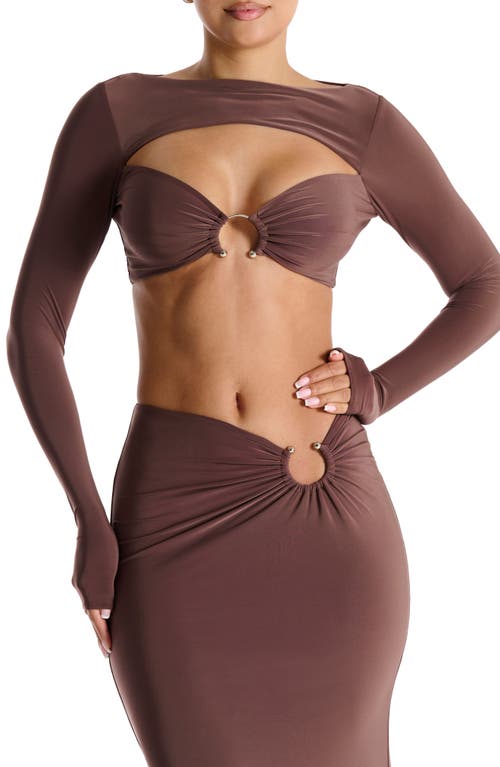 N By Naked Wardrobe Ring Detail Cutout Crop Top In Chocolate