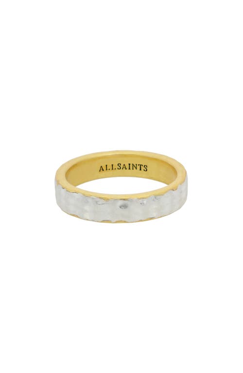 Allsaints Two-tone Hammered Band Ring In Gold