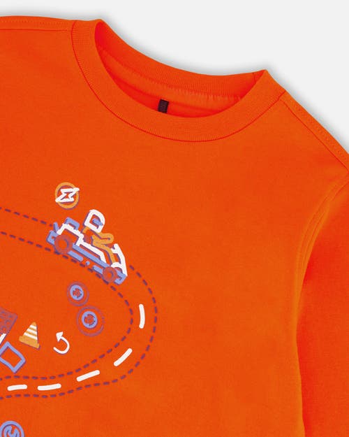 Shop Deux Par Deux Little Boy's T-shirt With Print Tangerine In Mandarin Red