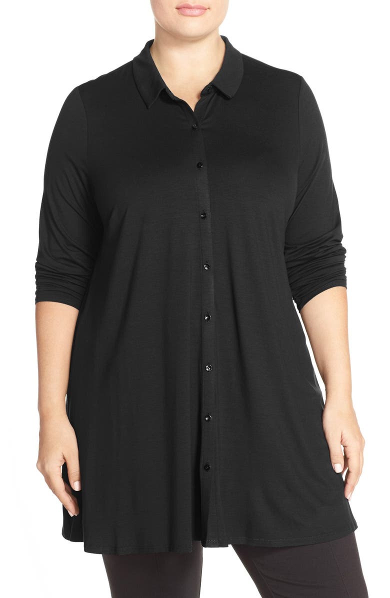 Eileen Fisher Jersey Classic Collar Tunic (Plus Size) | Nordstrom