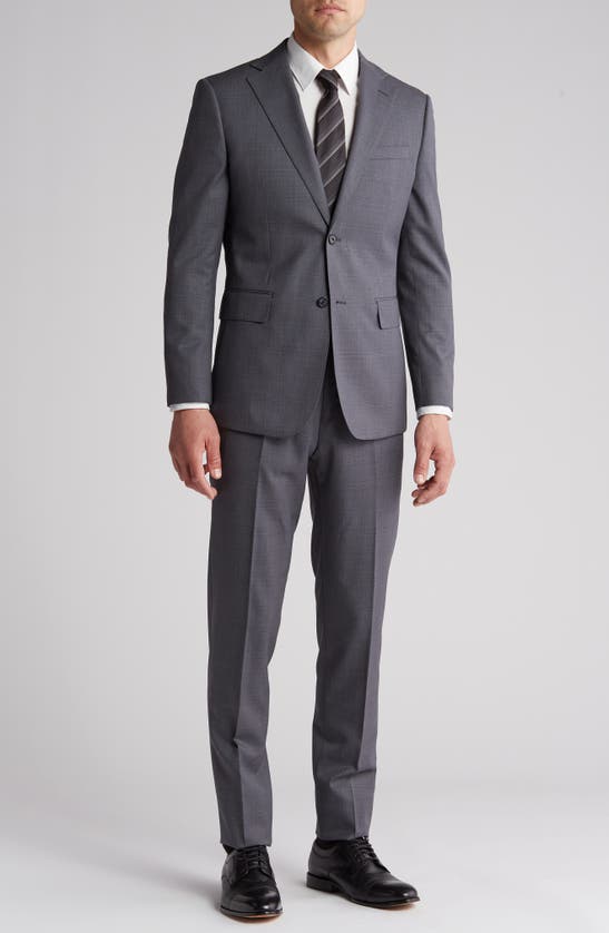 Shop English Laundry Plaid Trim Fit Wool Blend Two-piece Suit In Gray