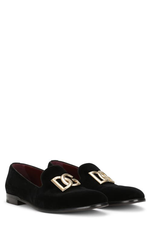 Dolce & Gabbana Leonardo Velvet Loafer 80999 Black at Nordstrom