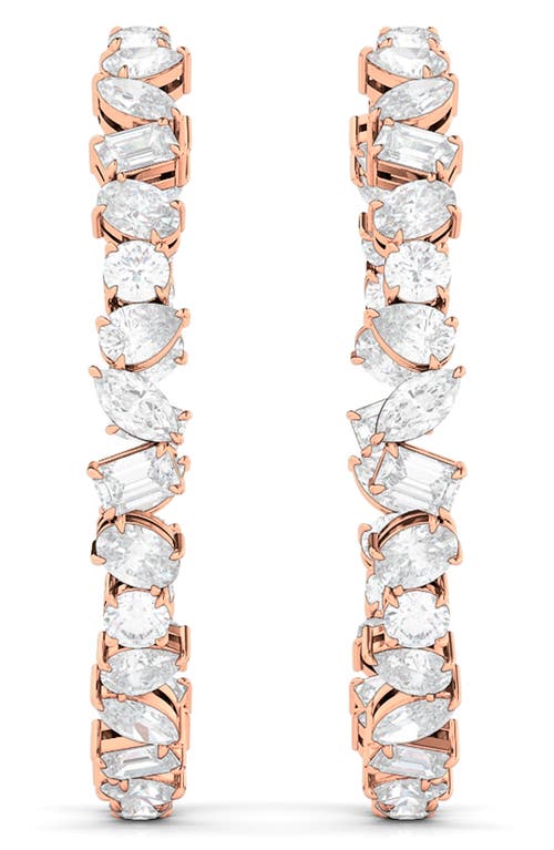 HauteCarat Mixed Cut 12.50ct. tw Lab Created Diamond Inside Out Hoop Earrings in 14K Rose Gold