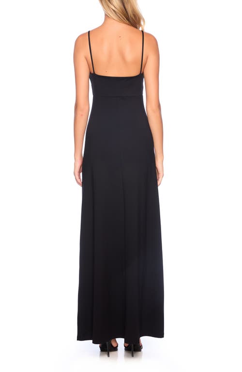 Shop Susana Monaco High Square Neck Stretch Jersey Maxi Dress In Black