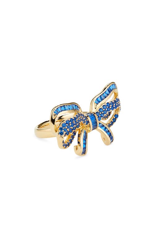 Shop Judith Leiber Couture Bow Ring In Blue/gold