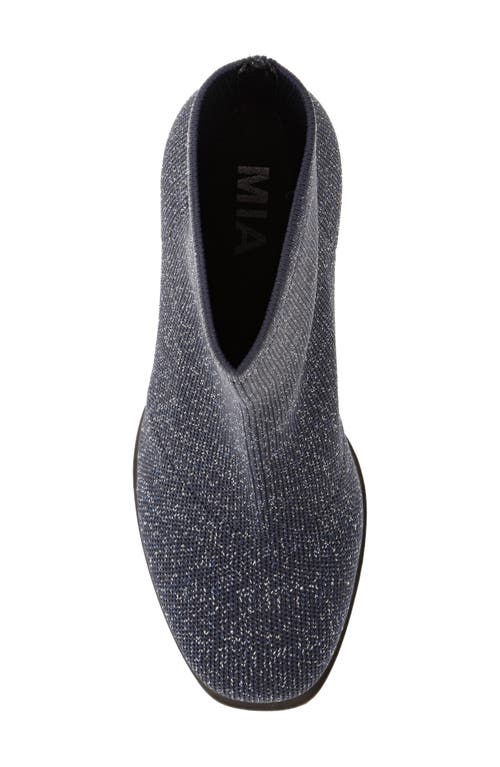 Mia Women's Piana Block Heel Knit Sock Booties In Navy/silver
