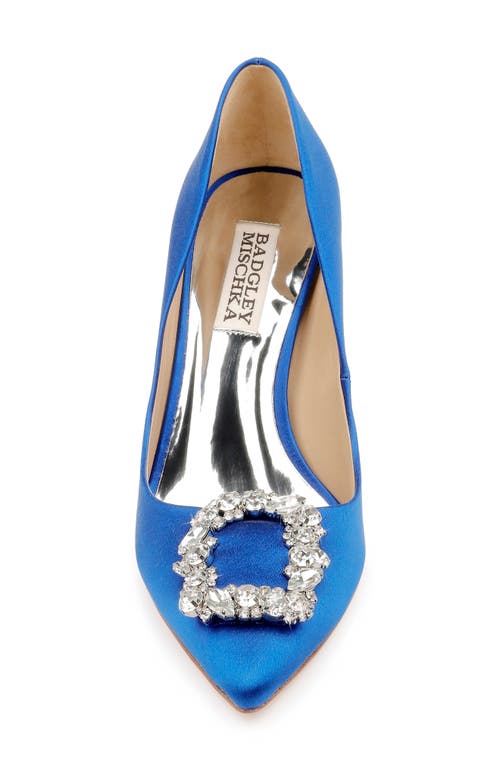 Shop Badgley Mischka Collection Cher Crystal Embellished Pump In Electric Blue Satin