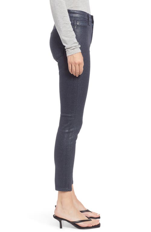 AG AG THE FARRAH HIGH RISE ANKLE SKINNY LEATHER PANEL DENIM PANTS