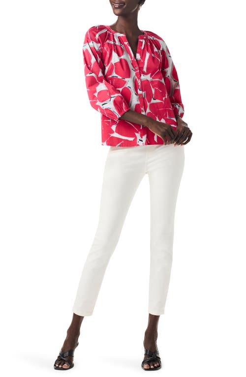 Shop Nic + Zoe Nic+zoe Bold Petals Button-up Shirt In Red Multi