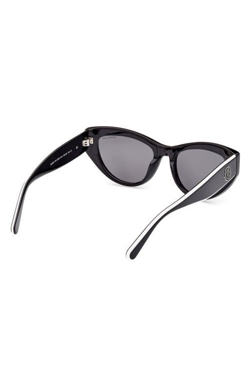 Shop Moncler 53mm Cat Eye Sunglasses In Shiny Black/smoke