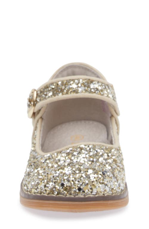 Shop L'amour Kids' Natasha Glitter Mary Jane Flat In Glitter Champagne