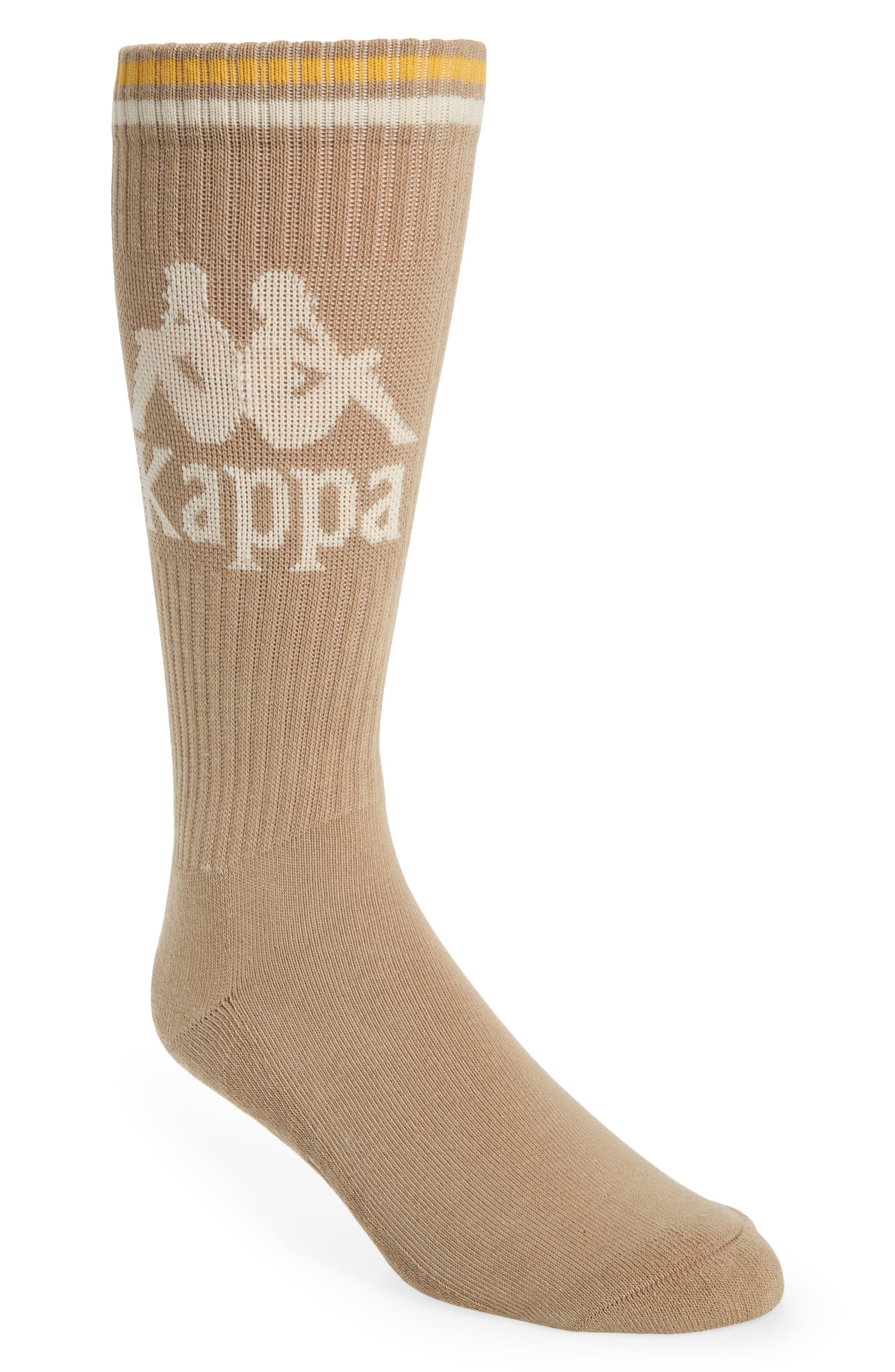 Kappa Authentic Aster Logo Crew Socks in Beige-Yellow-Beige-White at Nordstrom, Size Large