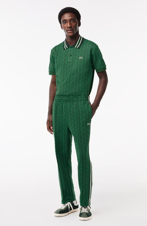 Lacoste Printed Tracksuit Pants In Marine/oseille
