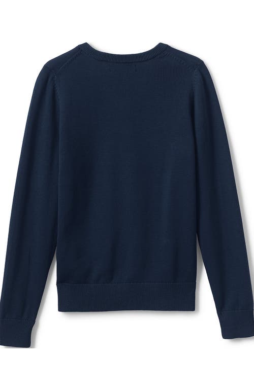 Lands' End School Uniform Boys Cotton Modal Fine Gauge V-neck Sweater In Classic Navy