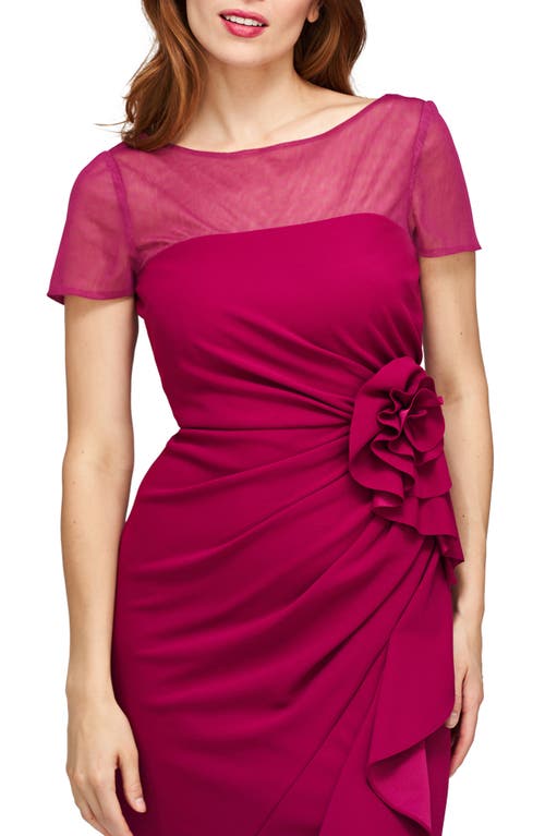 Shop Js Collections Rosette Detail Mermaid Gown In Beet Red