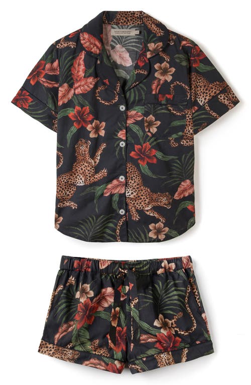 Shop Desmond & Dempsey Print Cotton Short Pajamas In Soleia Navy