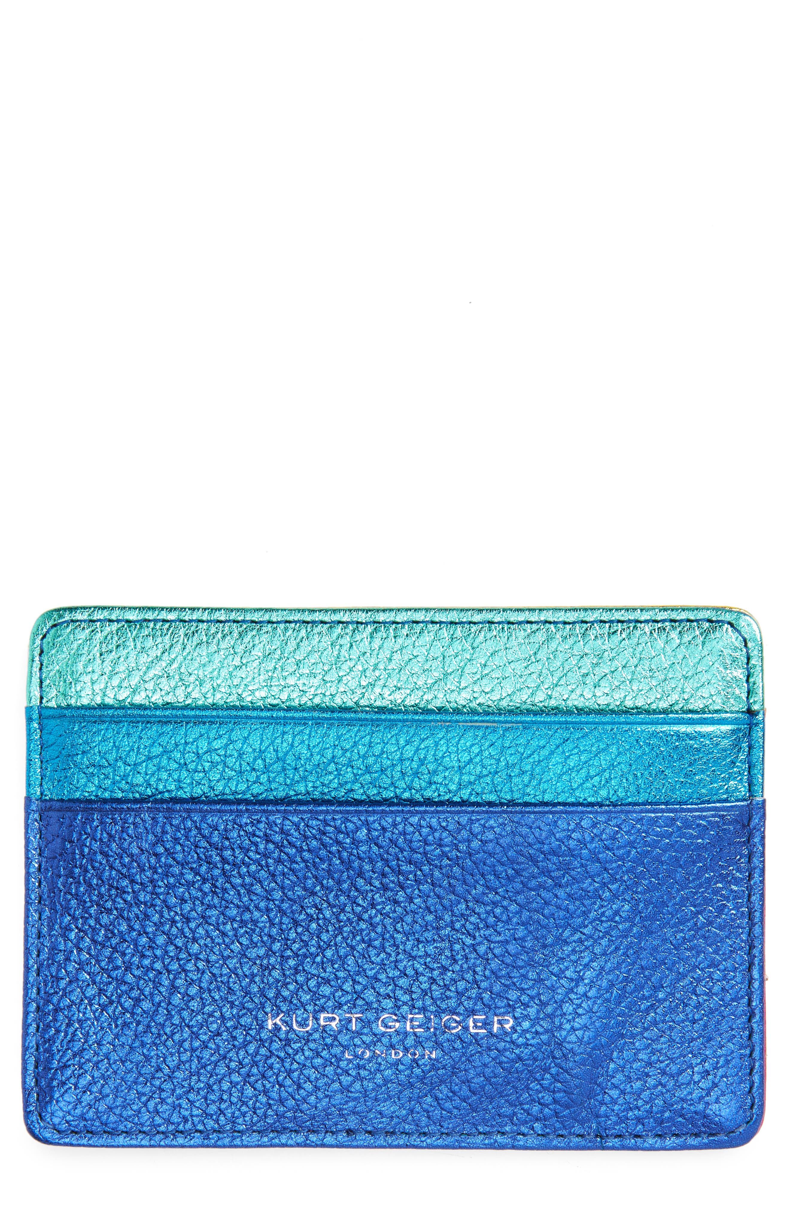 Kurt Geiger Pebbled Leather Card Holder In Open Miscellaneous