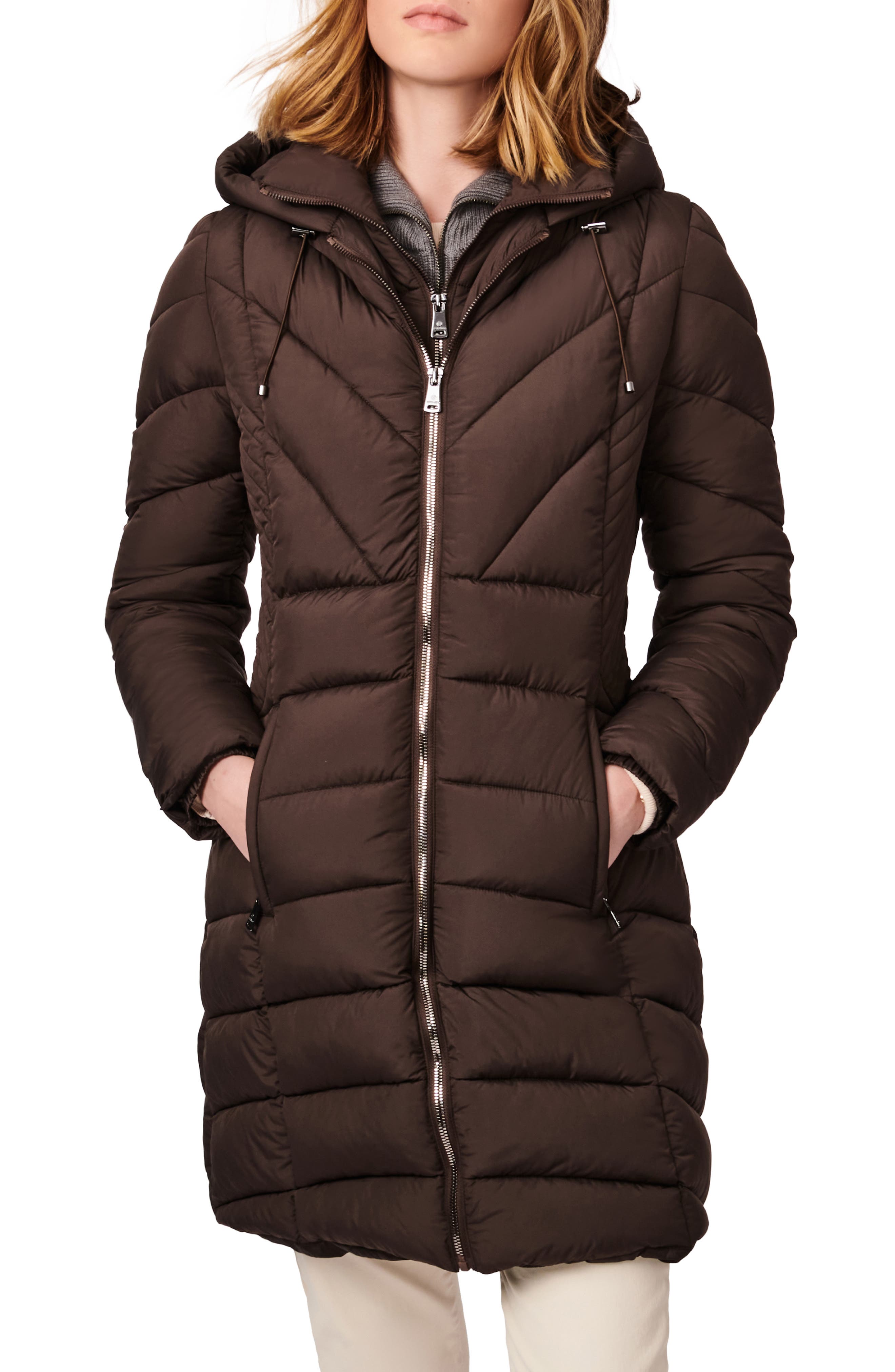 Womens Clothing Jackets Padded and down jackets Burberry Synthetic Cropped Check Down Jacket With Snow Skirt in Brown 