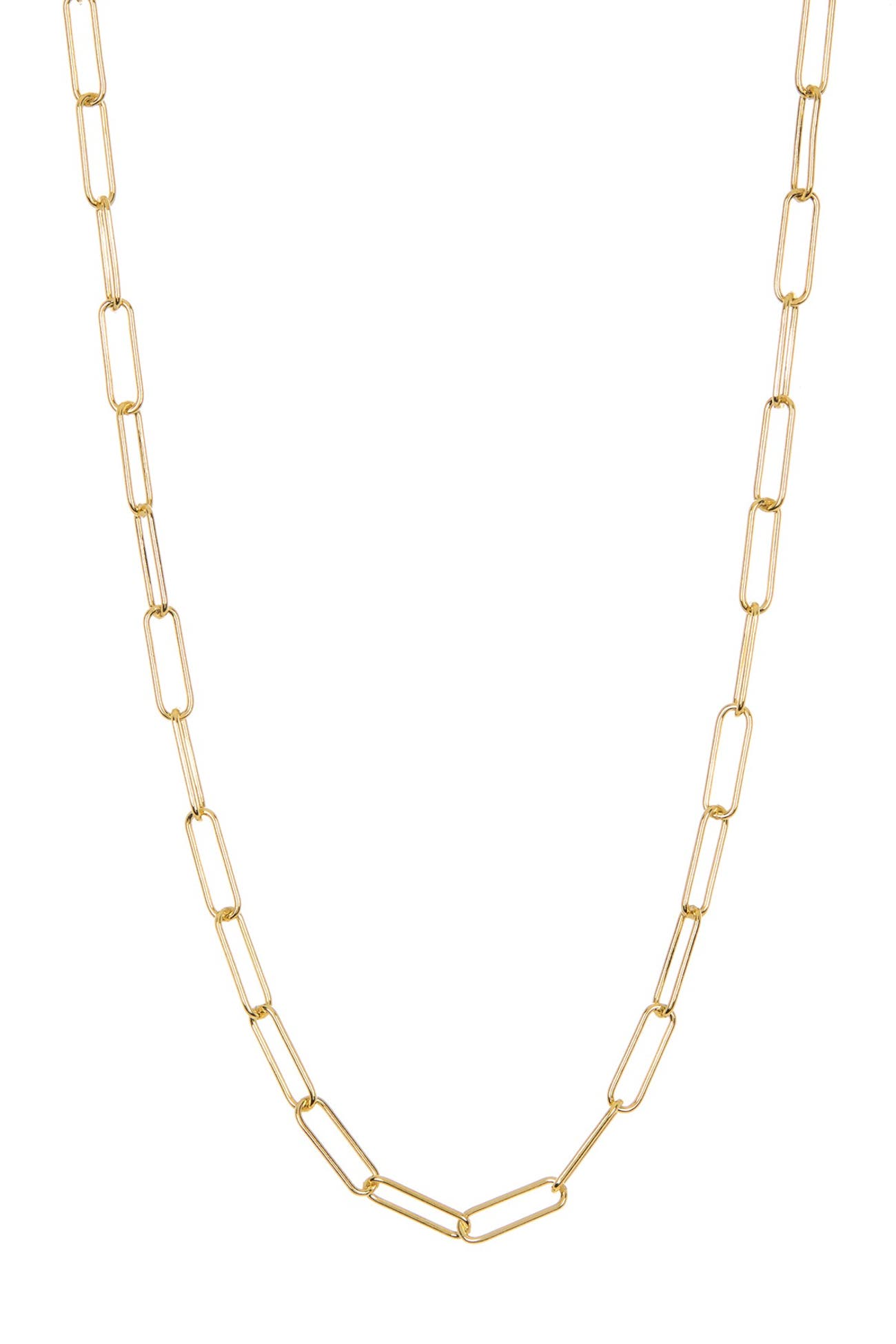 ADORNIA 14K Gold Plated Sterling Silver Paper Clip Necklace