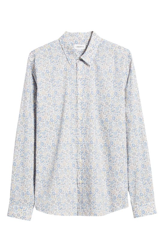 Shop Liberty London Danjo Lasenby Floral Cotton Button-up Shirt In Light Blue