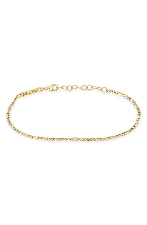 Zoë Chicco Floating Diamond Curb Chain Bracelet in 14K Yellow Gold at Nordstrom, Size 7