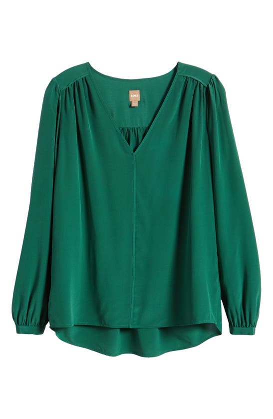 Hugo Boss V-neck Regular-fit Blouse In Washed Silk In Neplica