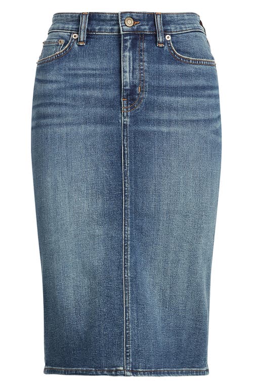 Shop Lauren Ralph Lauren Denim Skirt In Sunset Indigo Wash