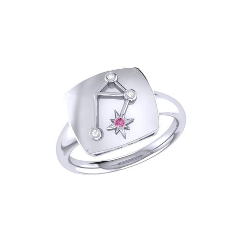 Shop Luvmyjewelry Libra Pink Tourmaline & Diamond Signet Ring In Silver