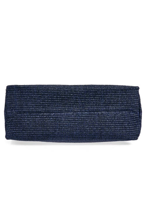 Shop Marni Small Woven Tote Bag In Navy/blue