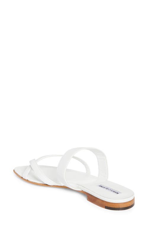 Manolo Blahnik Susa Leather Thong Sandals In White