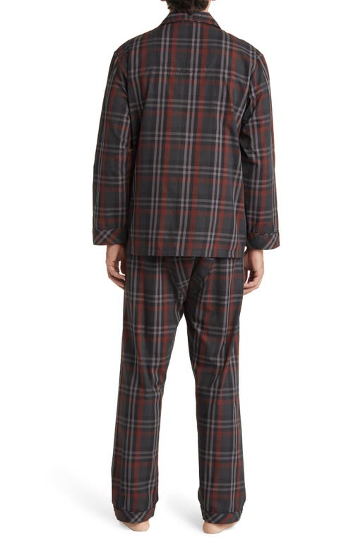 Shop Majestic International Masons Easy Care Plaid Woven Pajamas In Charcoal/burgundy