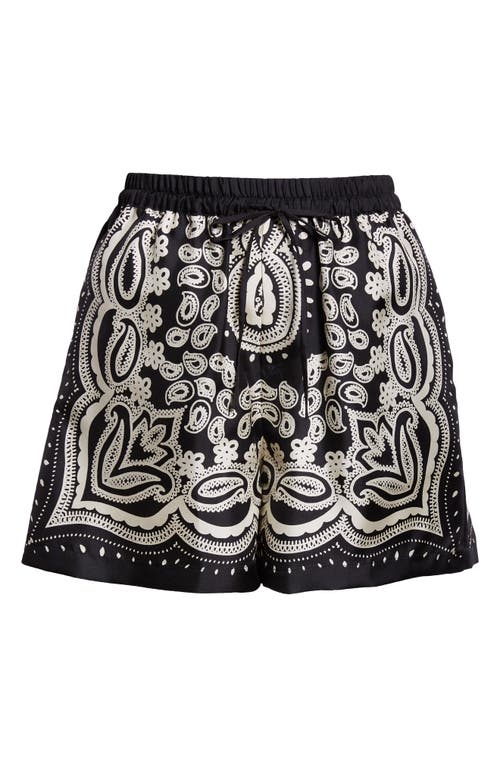 Nili Lotan Frances Bandana Print Silk Shorts In Black