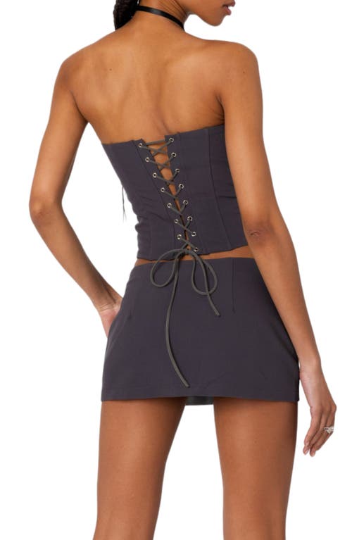 Edikted Piper Strapless Crop Corset In Dark-gray