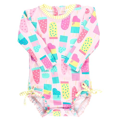 RUFFLEBUTTS RUFFLEBUTTS BABY GIRLS LONG SLEEVE UPF50+ ONE PIECE RASH GUARD 