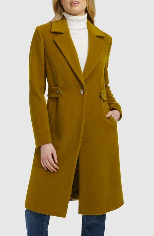 Shop Cole Haan Slick Wool Blend Coat In Kiwi