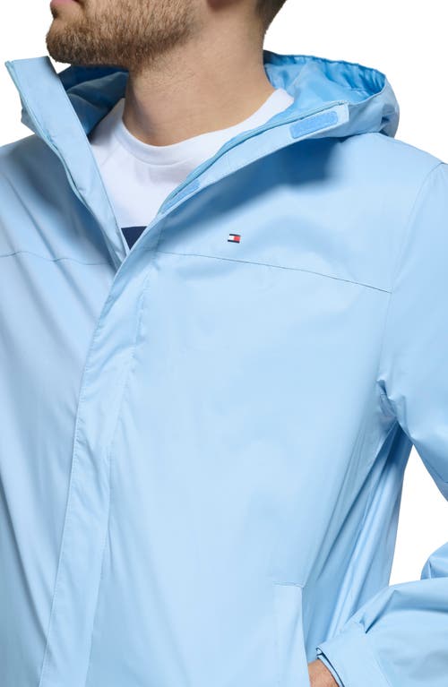 Tommy Hilfiger Hooded Rain Slicker Jacket In Powder Blue
