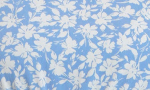 London Times Floral Sleeveless Fit & Flare Midi Dress In Sky/ivory