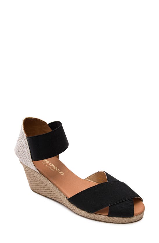 Andre Assous Anouka Espadrille Wedge Sandal In Black Fabric