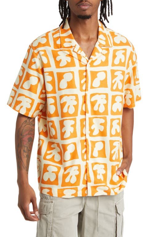 PacSun Print Oversize Resort Button-Up Shirt in Orange