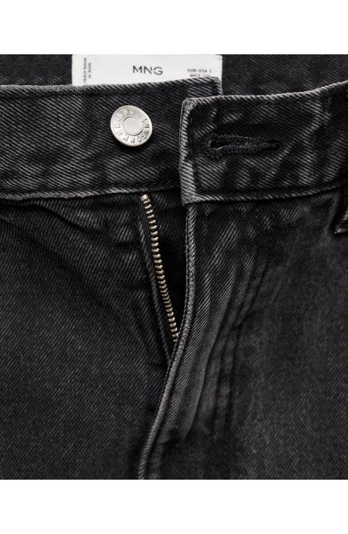 Mango Raw Hem High Waist Denim Miniskirt In Black Denim