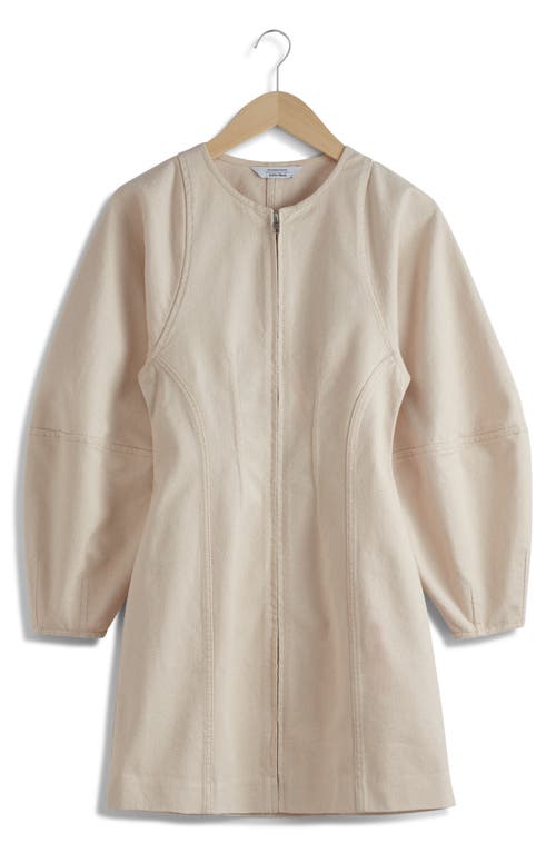 & Other Stories Long Sleeve Cotton Twill Dress In Beige