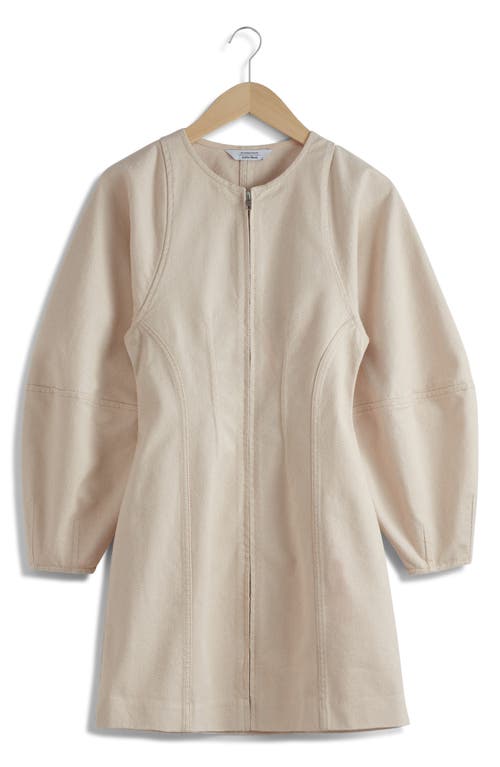 Shop & Other Stories Long Sleeve Cotton Twill Dress In Beige